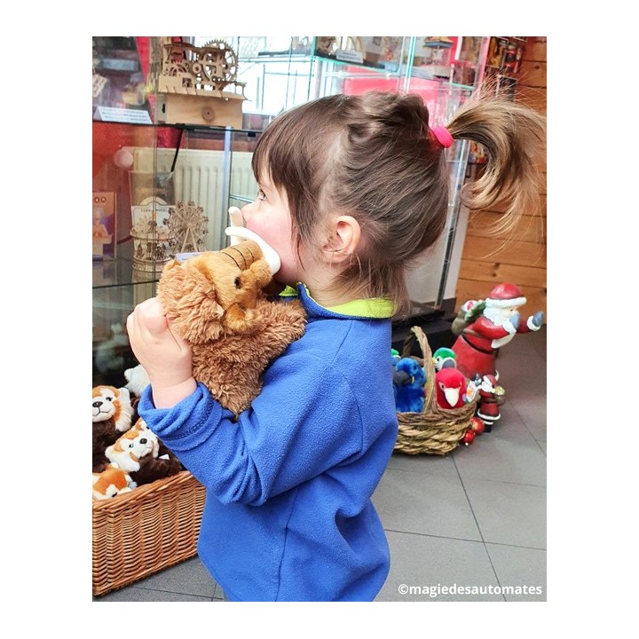 Peluche mammouth marron 20 cm