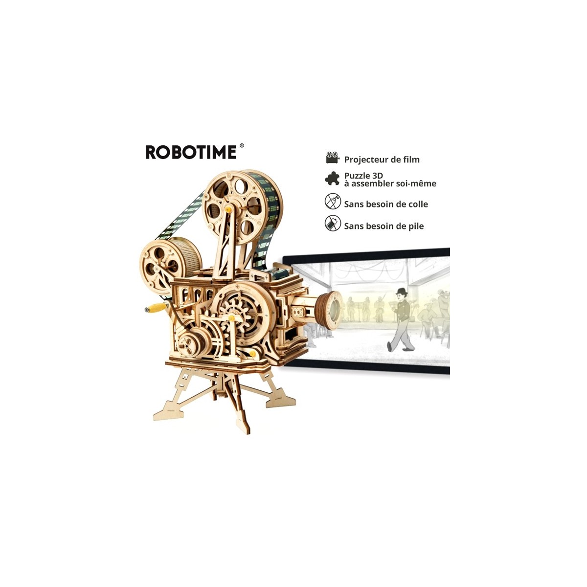 Maquette en bois Projecteur Vitascope animé