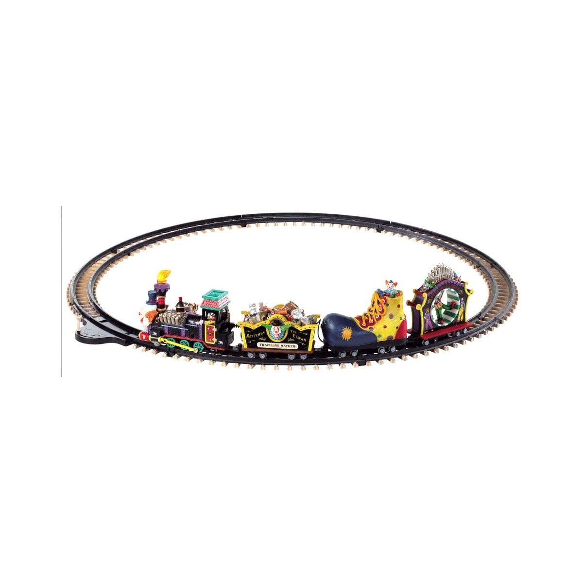 Train de clowns effrayant lumineux animé sonore Lemax Halloween