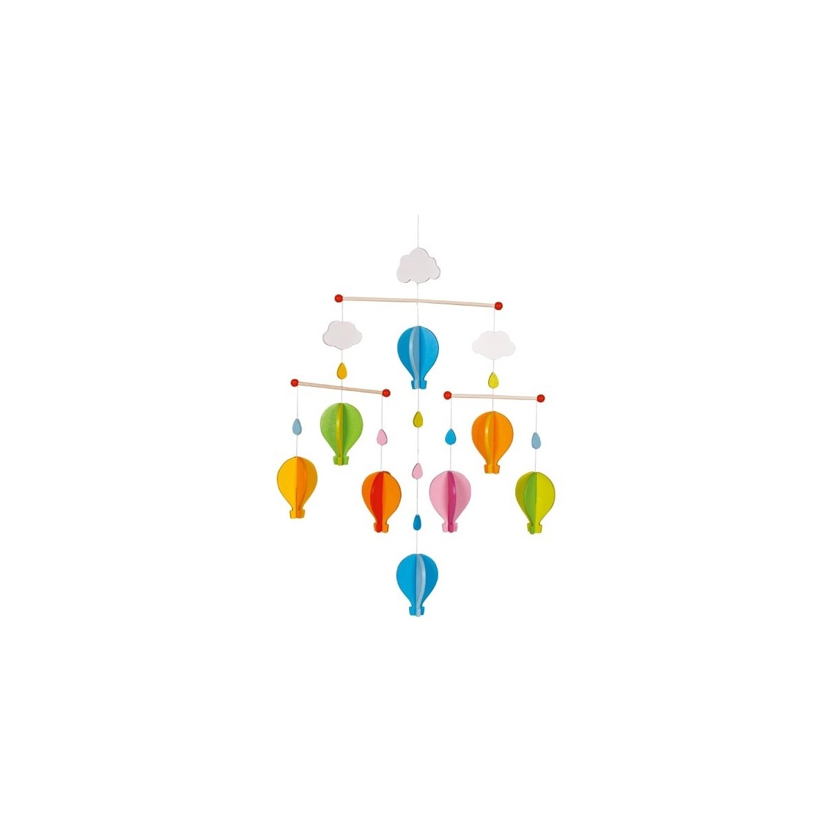 Mobilé bébé en bois montgolfières colorées 53 cm