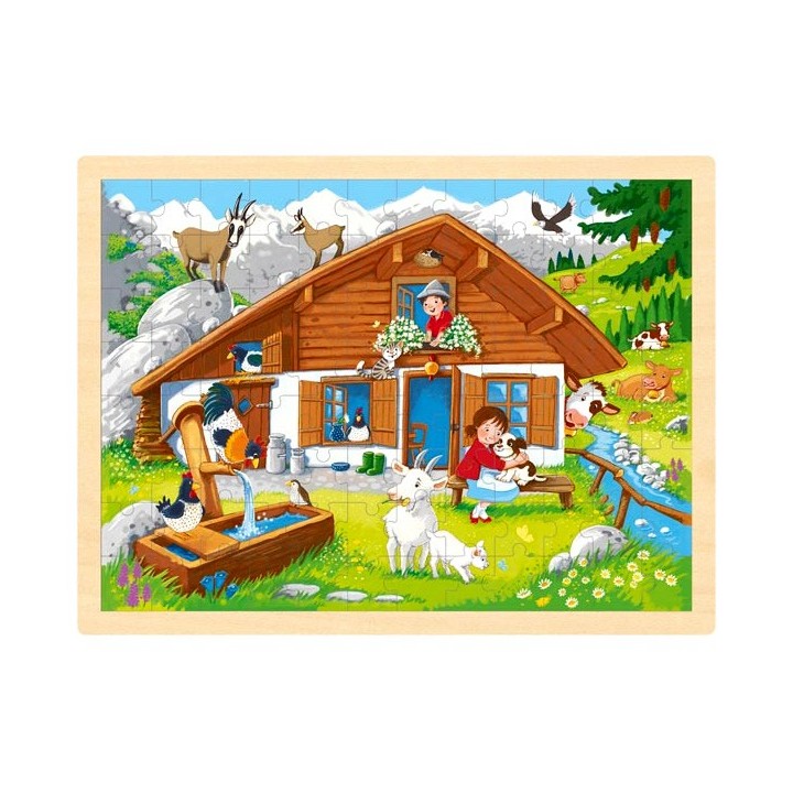 Puzzle cadre enfant en bois Montagne 96 pièces