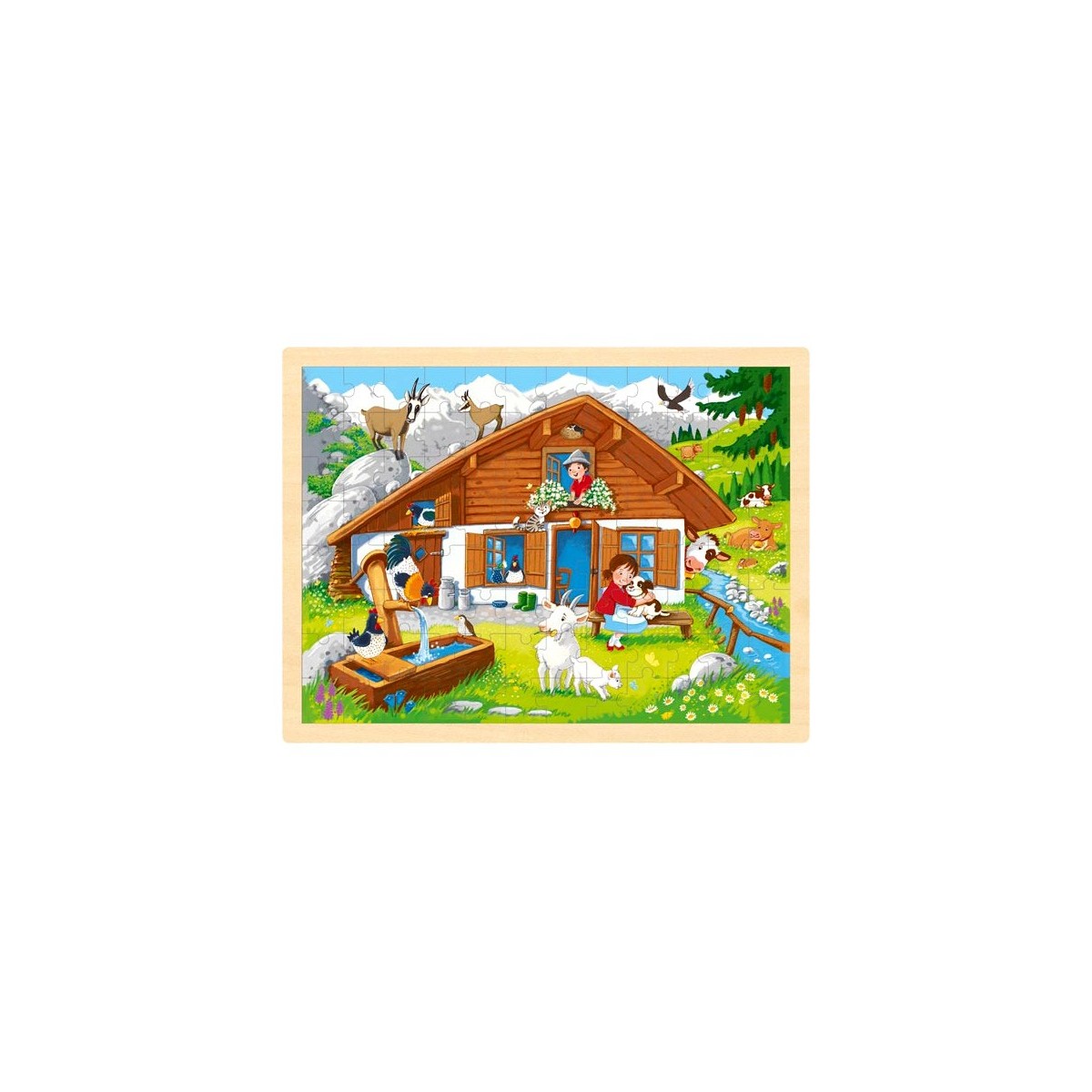 Puzzle cadre enfant en bois Montagne 96 pièces