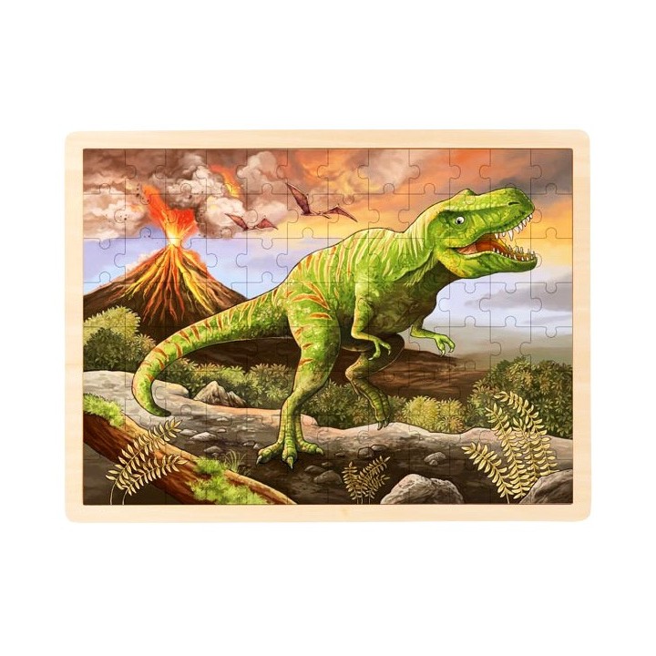 Puzzle cadre enfant en bois Tyrannosaure 96 pièces