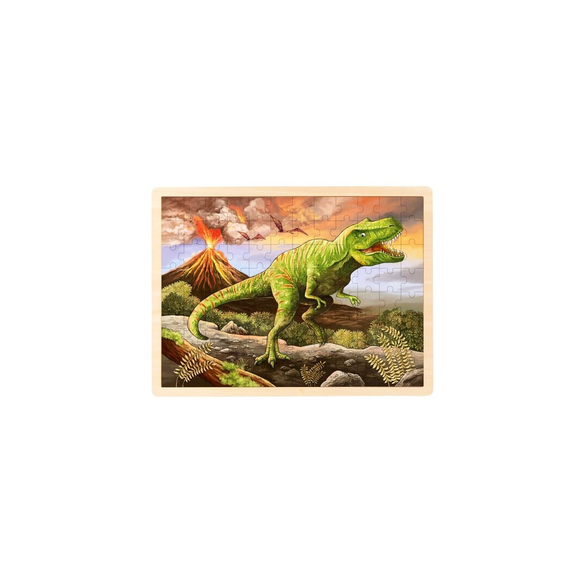 Puzzle cadre enfant en bois Tyrannosaure 96 pièces