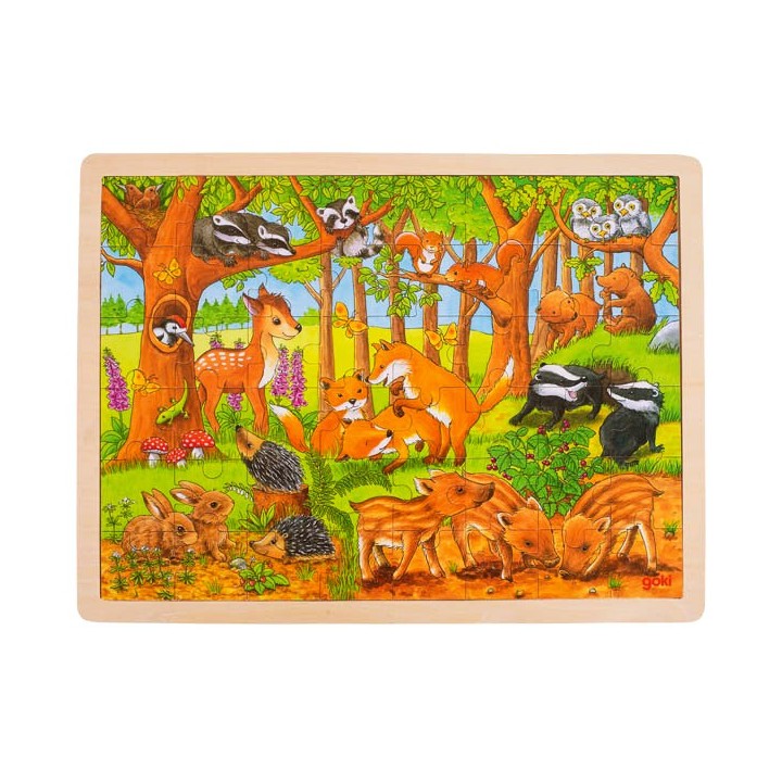 Puzzle cadre enfant en bois Animaux de la forêt 48 pièces