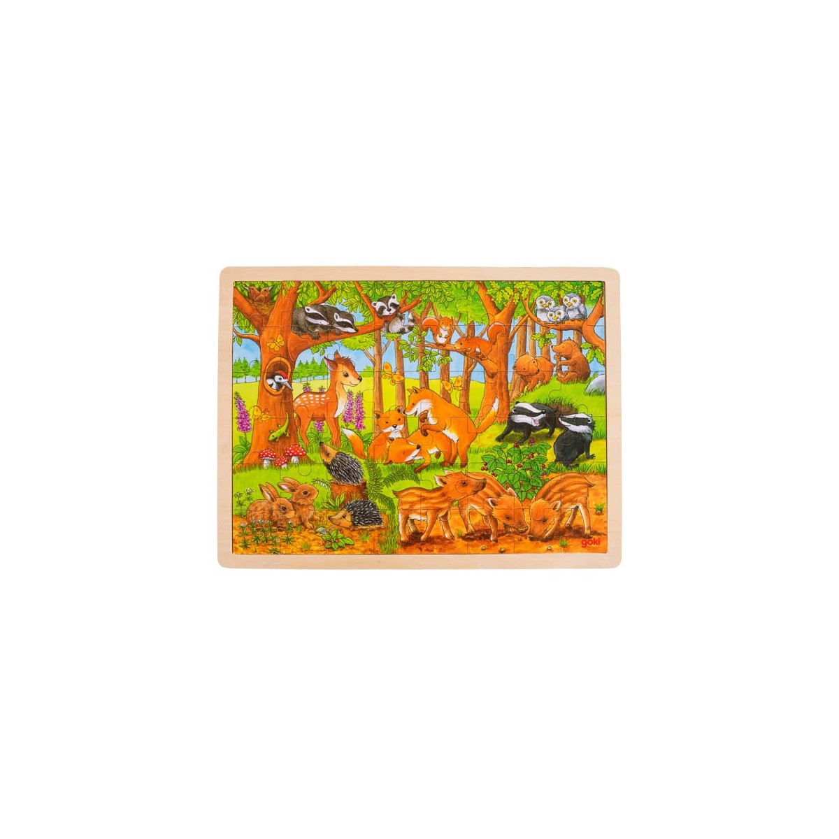 Puzzle cadre enfant en bois Animaux de la forêt 48 pièces