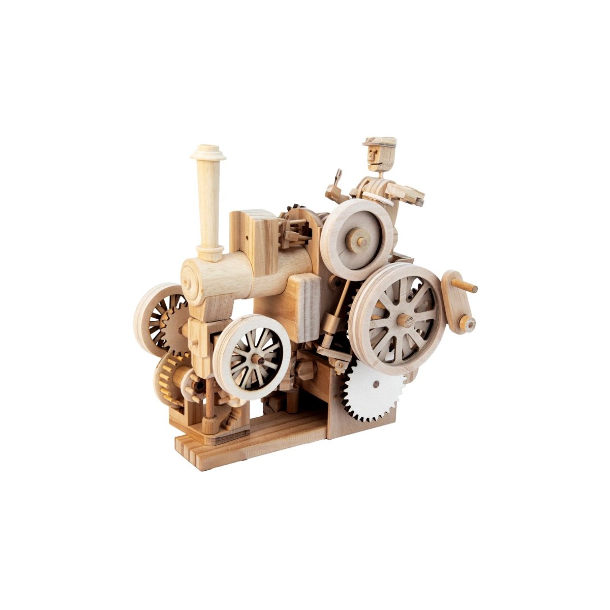Maquette en bois animée Tracteur à vapeur 24 cm