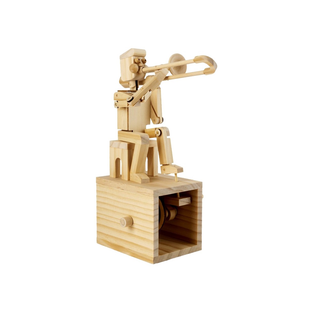 Automate en bois à monter Joueur de trombone 25 cm