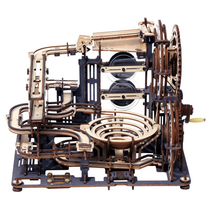 Maquette en bois animée Circuit de billes teint
