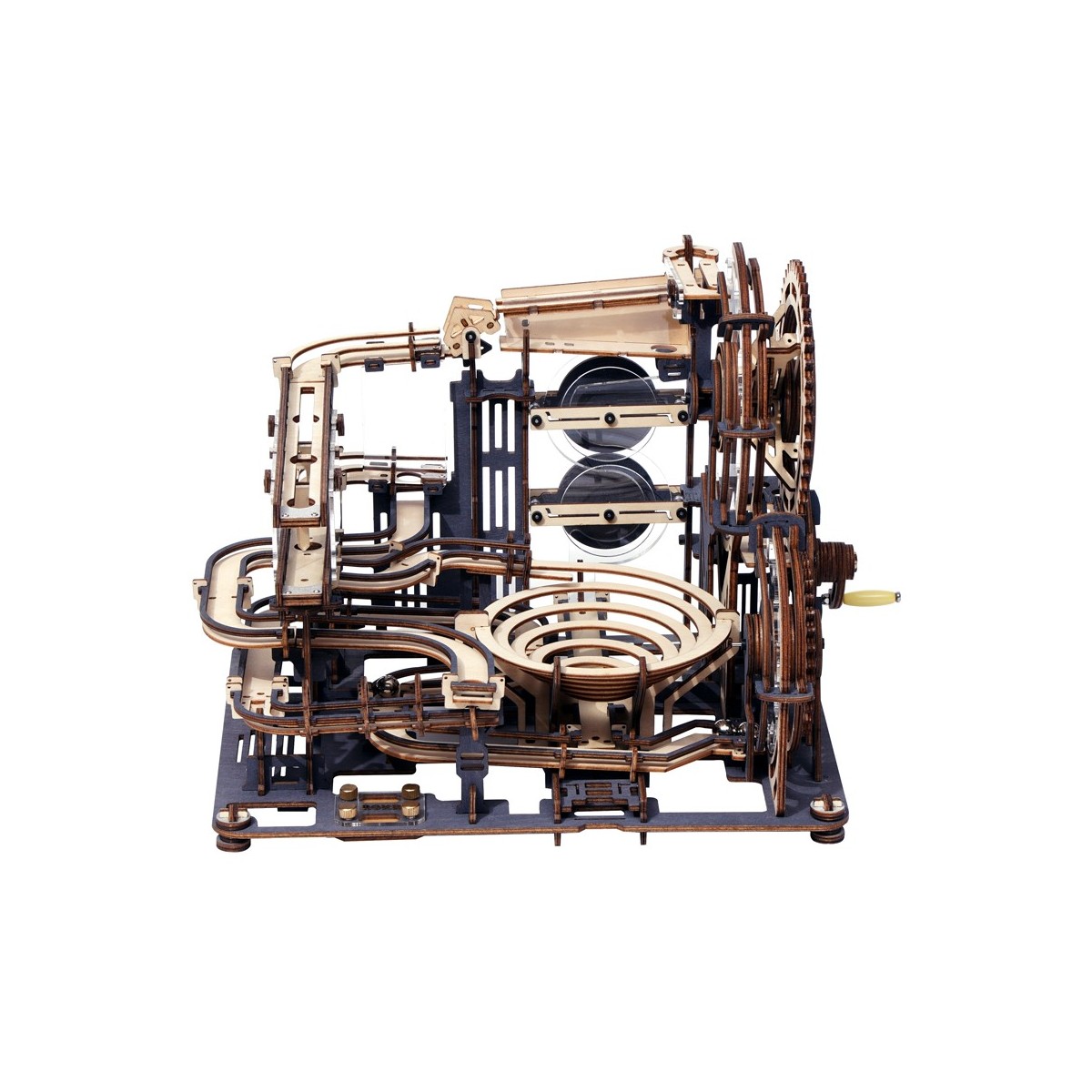 Maquette en bois animée Circuit de billes peint