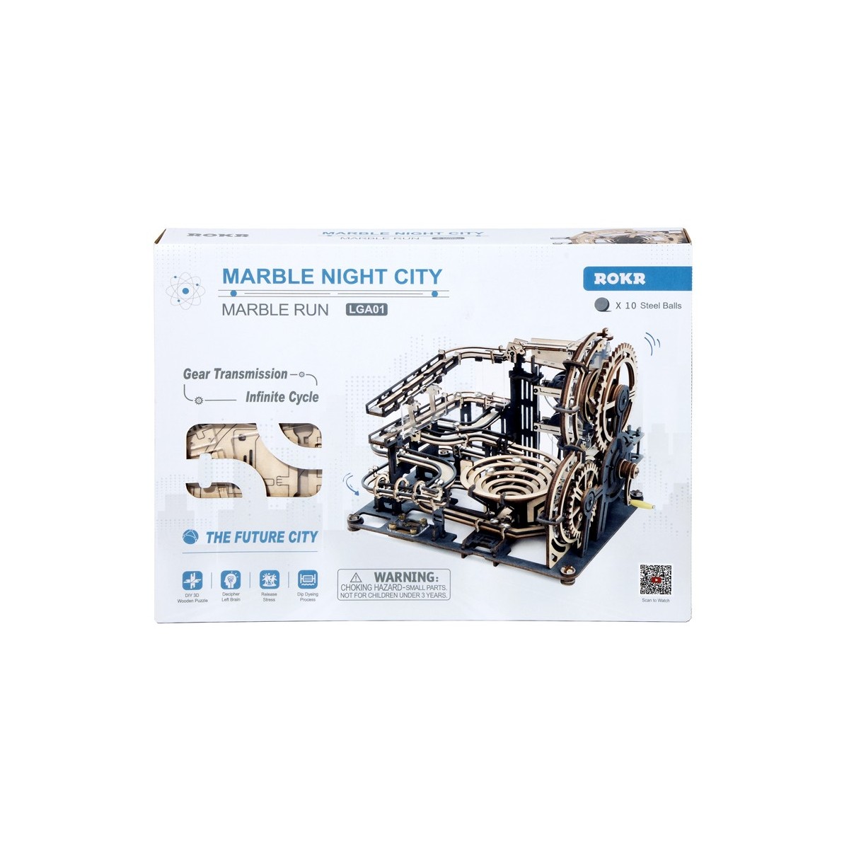Maquette en bois animée Circuit de billes peint