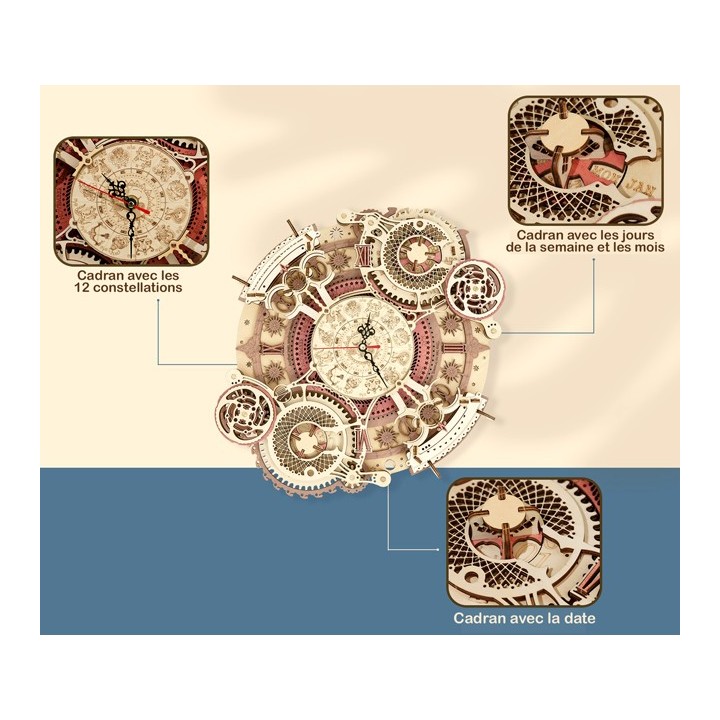 Maquette en bois Horloge calendrier colorée