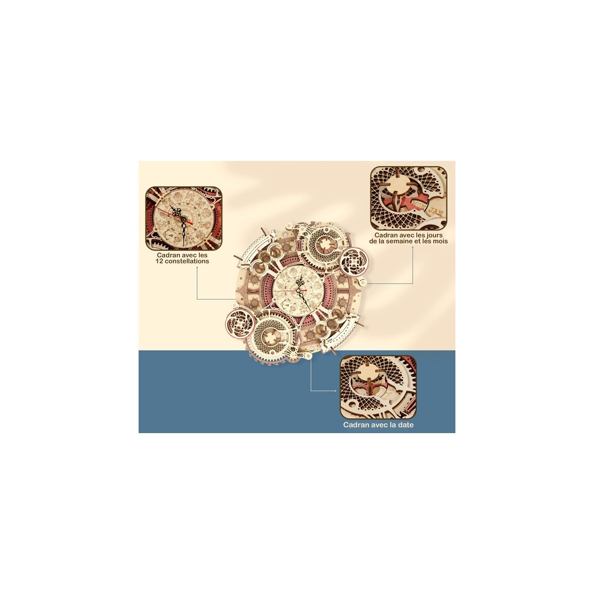 Maquette en bois animée Horloge calendrier