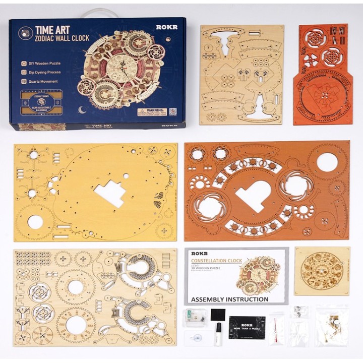 Maquette en bois Horloge calendrier colorée