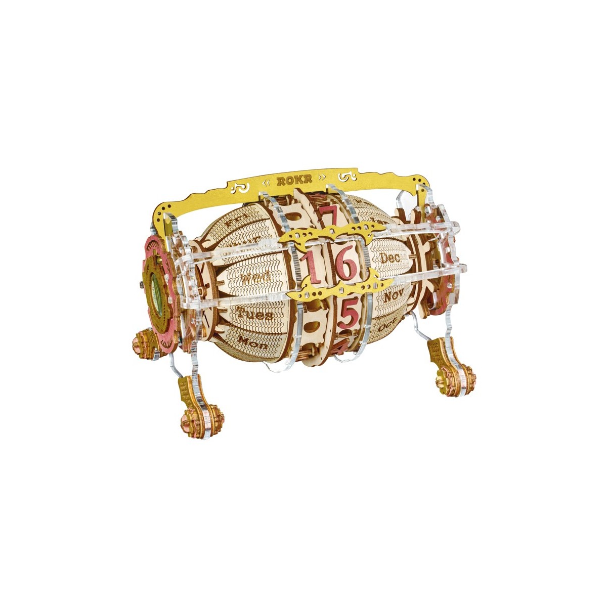 Maquette en bois colorée Calendrier avec horloge