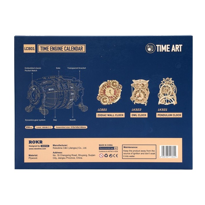 Maquette en bois colorée Calendrier avec horloge