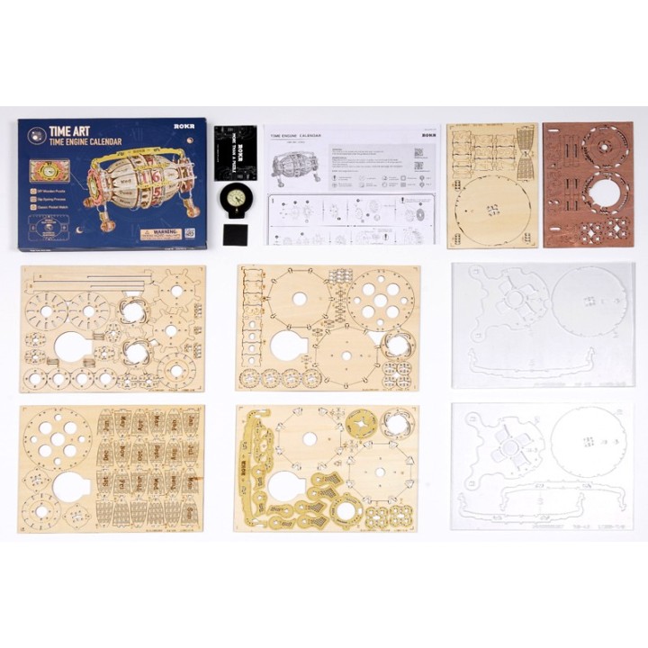 Maquette en bois colorée Calendrier avec horloge