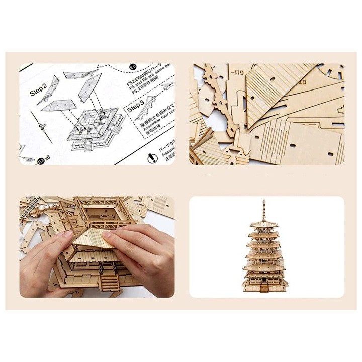 Maquette en bois Tour bouddhiste