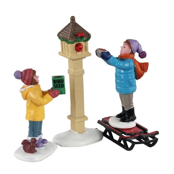 Enfants et nichoir Lot de 3 Lemax