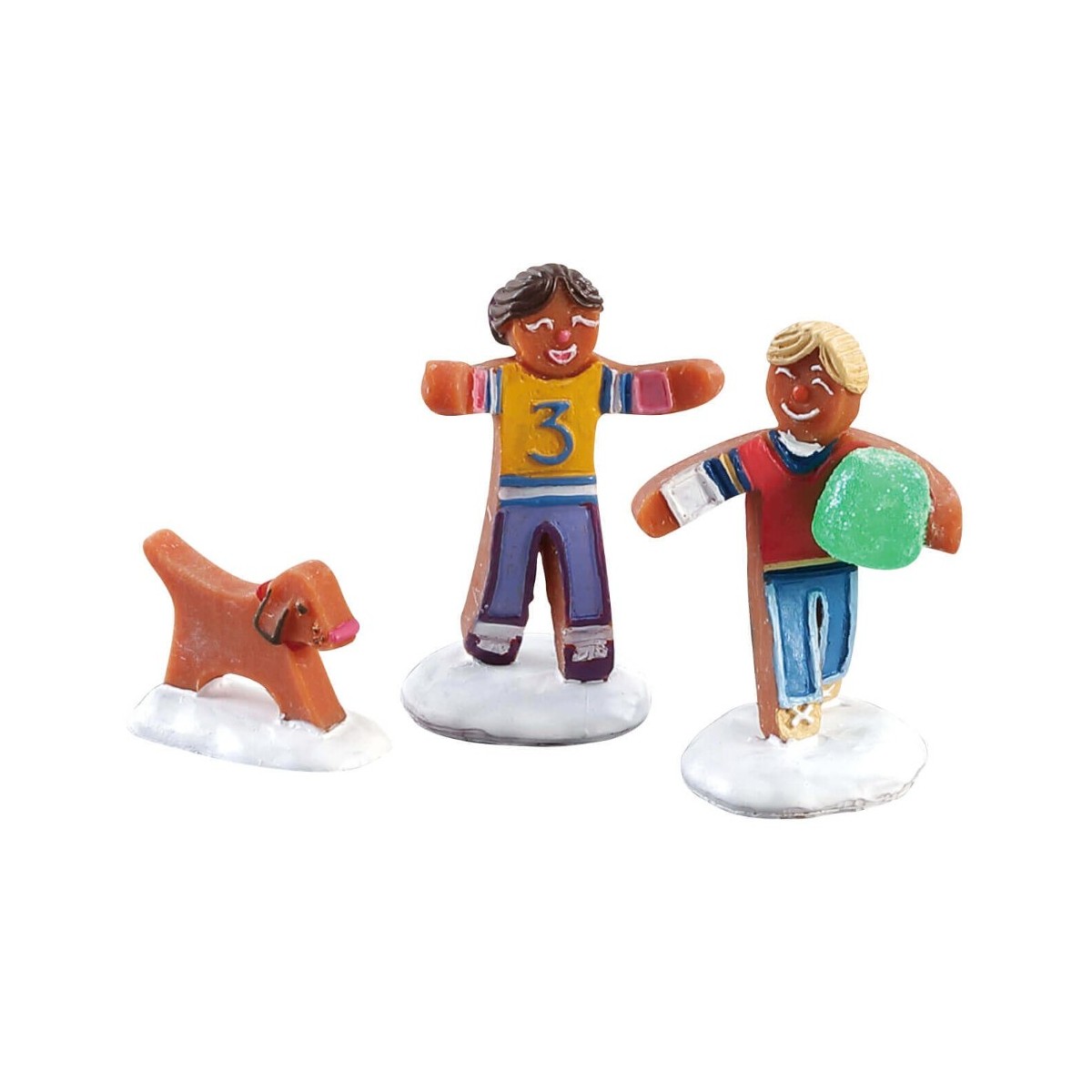 Footballeurs et chien Lot de 3 Lemax Sugar N Spice