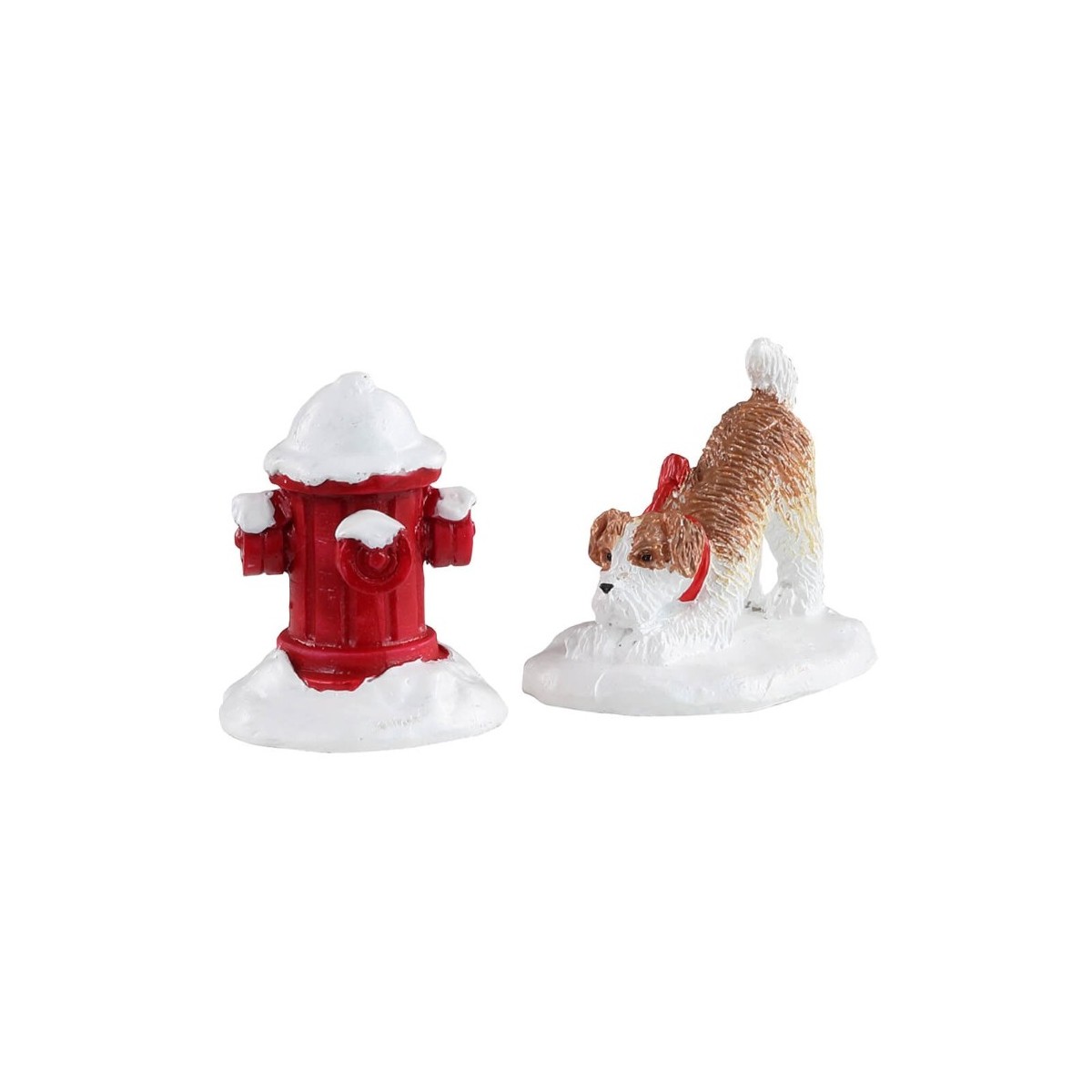 Borne d'incendie enneigée et chien Lot de 2 Lemax Caddington