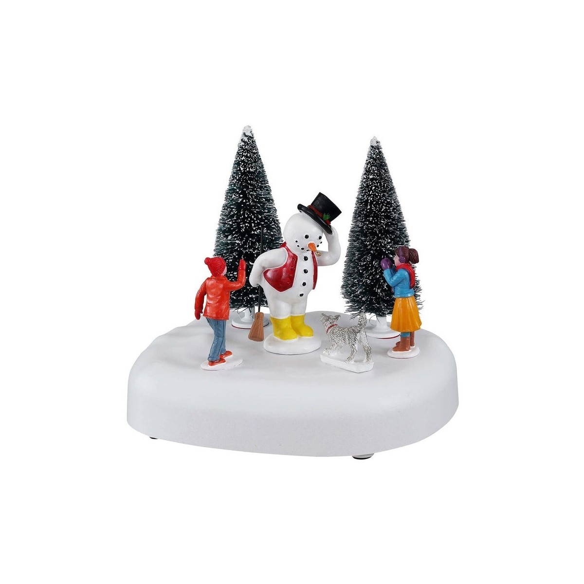 Scène animée Bonhomme de neige et enfants Lemax