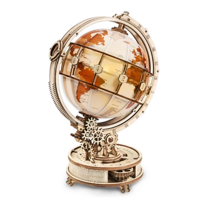 Maquette en bois globe terrestre lumineux