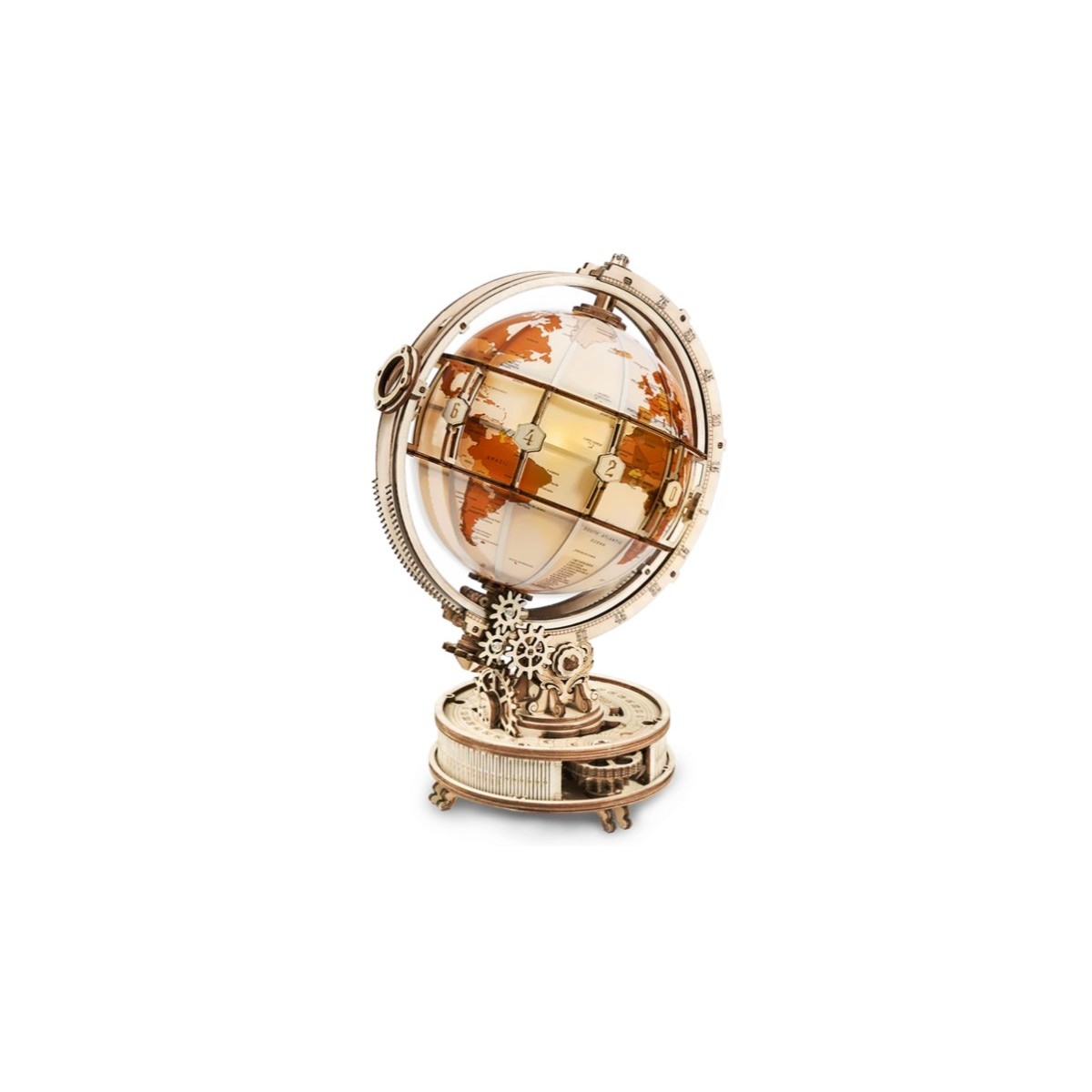 Maquette en bois globe terrestre lumineux