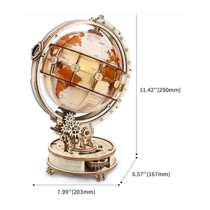 Maquette en bois globe terrestre lumineux