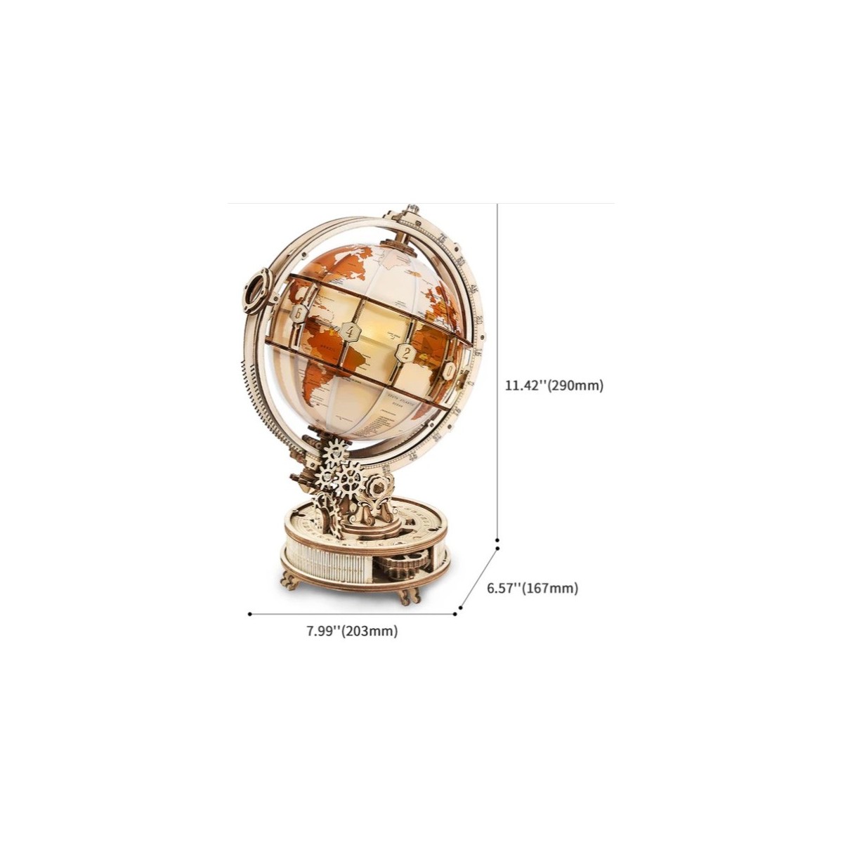 Maquette en bois globe terrestre lumineux