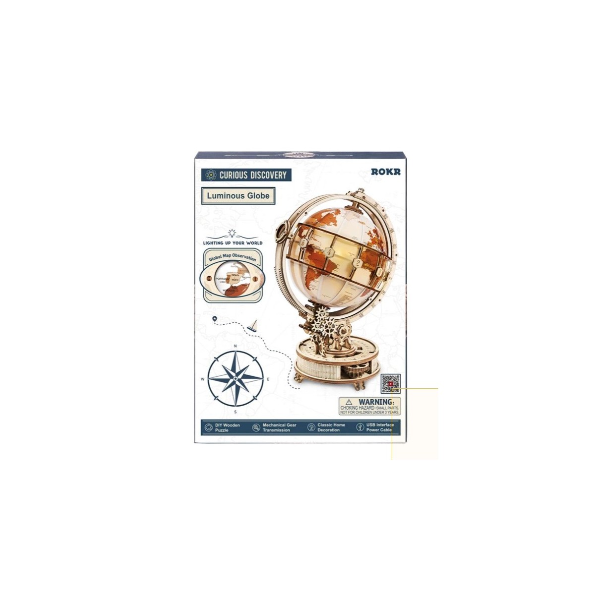 Maquette en bois globe terrestre lumineux