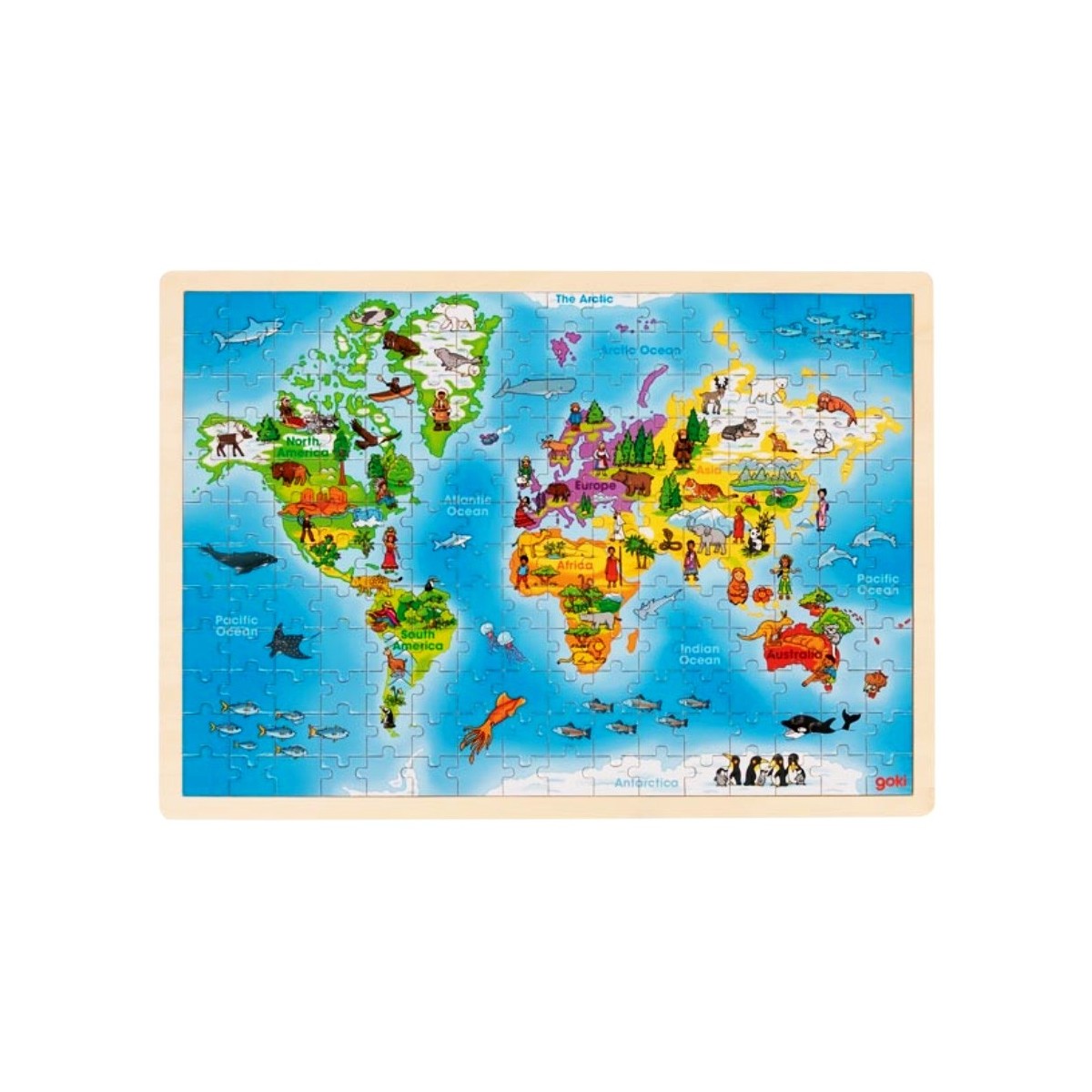 Puzzle cadre enfant en bois monde 192 pièces