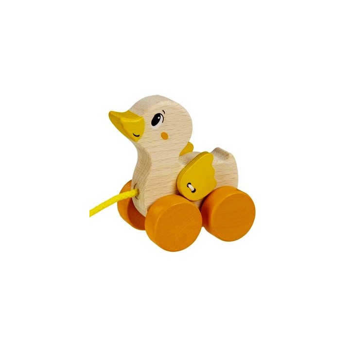 Canard en bois à tirer jaune 10 cm