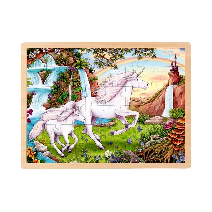 Puzzle cadre enfant en bois licornes 48 pièces