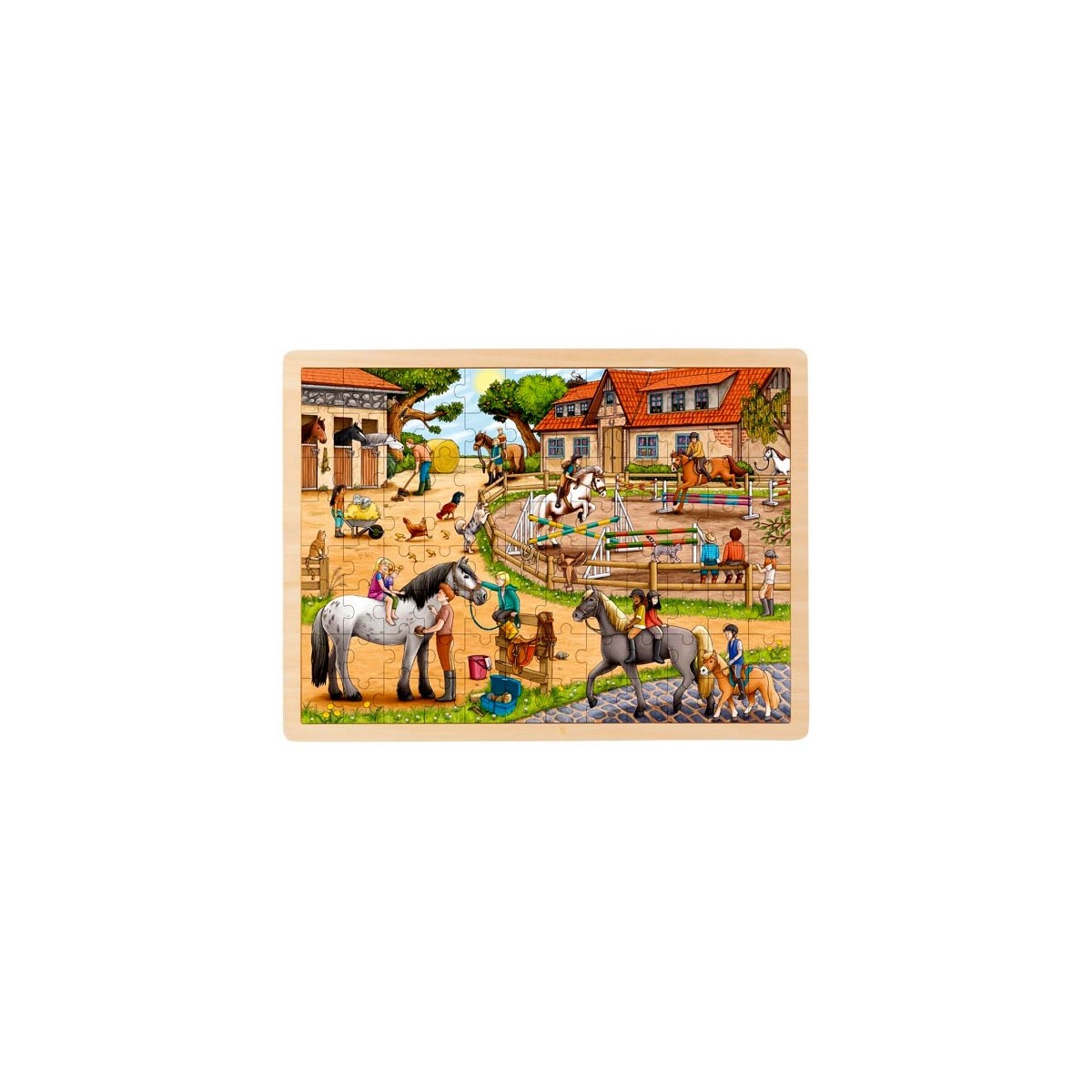 Puzzle cadre enfant en bois centre équestre 96 pièces