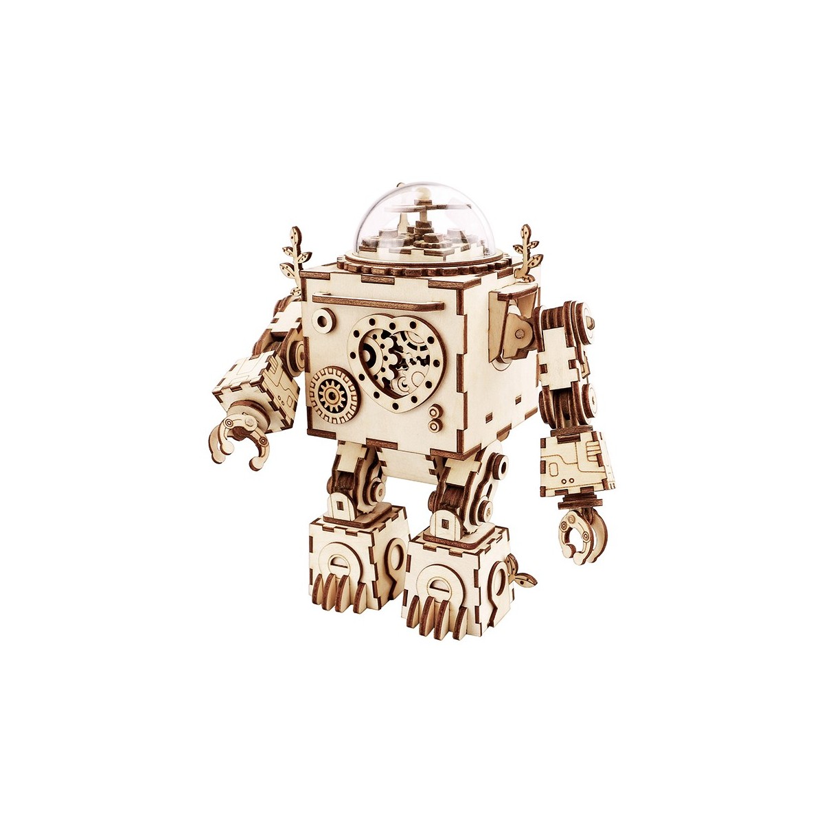 Maquette en Bois Robot musical lumineux animé