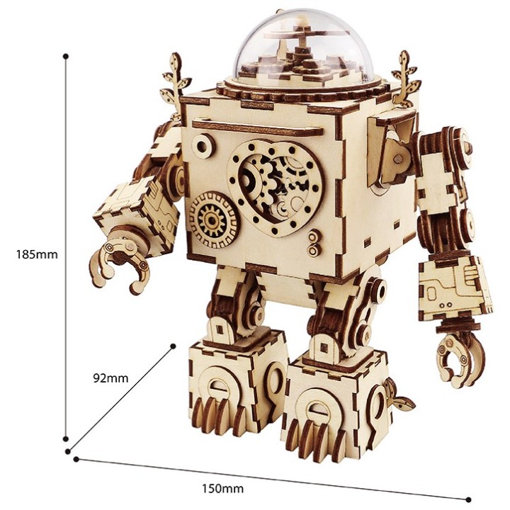 Maquette en Bois Robot musical lumineux animé