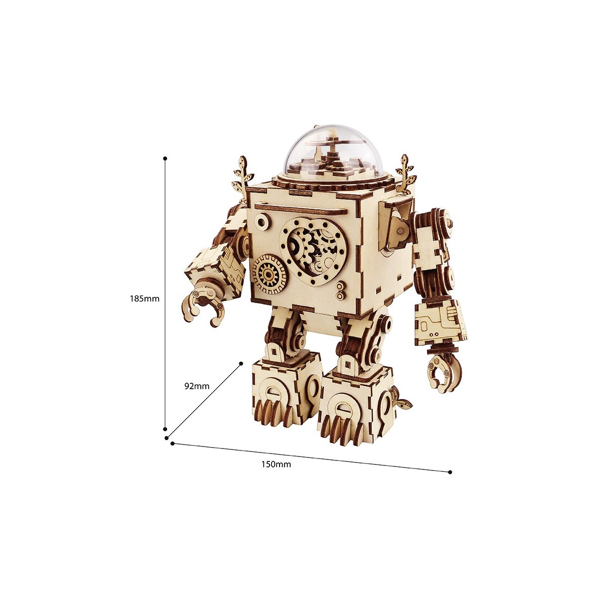 Maquette en Bois Robot animé musical lumineux