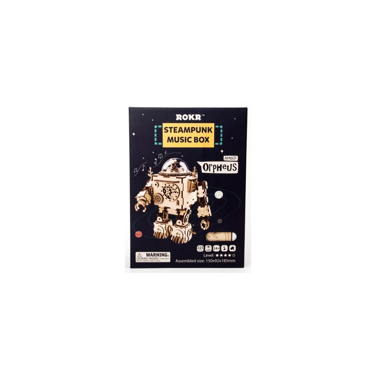 Maquette en Bois Robot animé musical lumineux