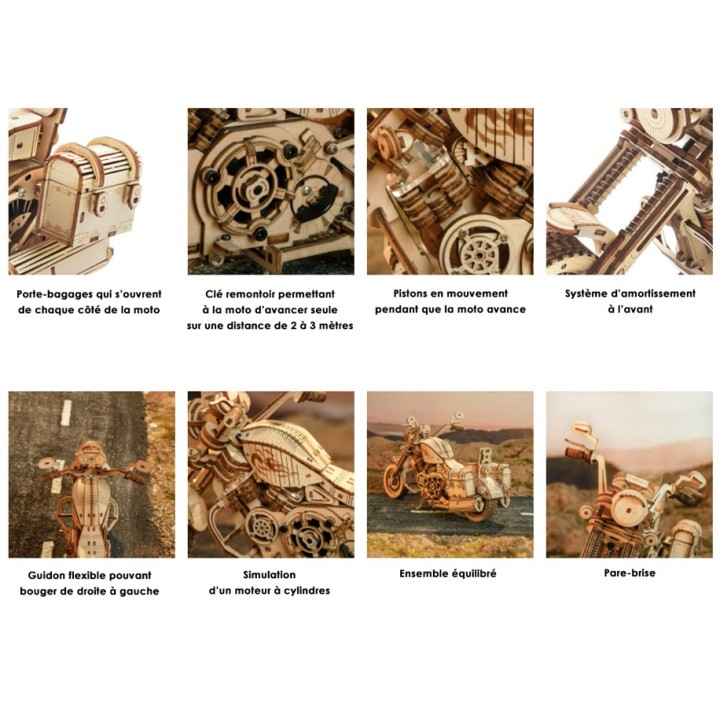 Maquette en bois moto animée