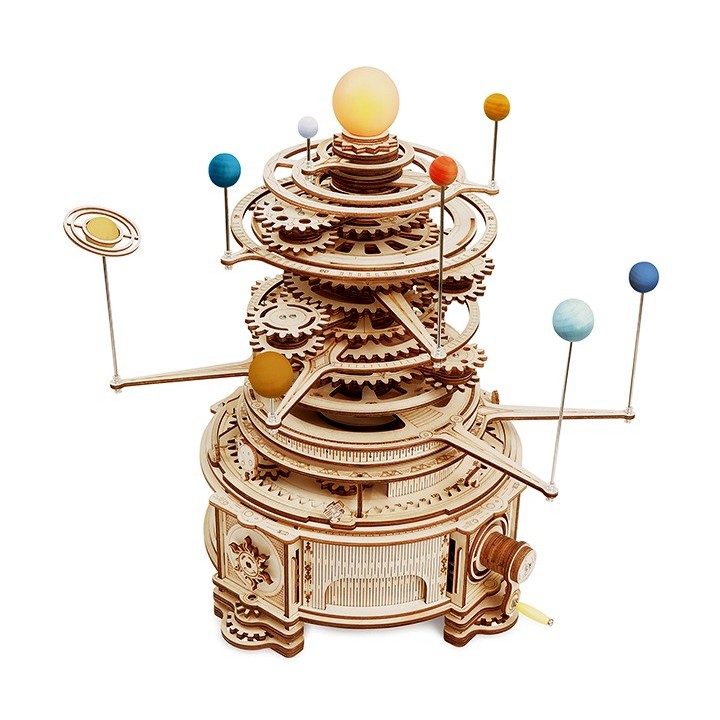Maquette en bois Système Solaire animé lumineux