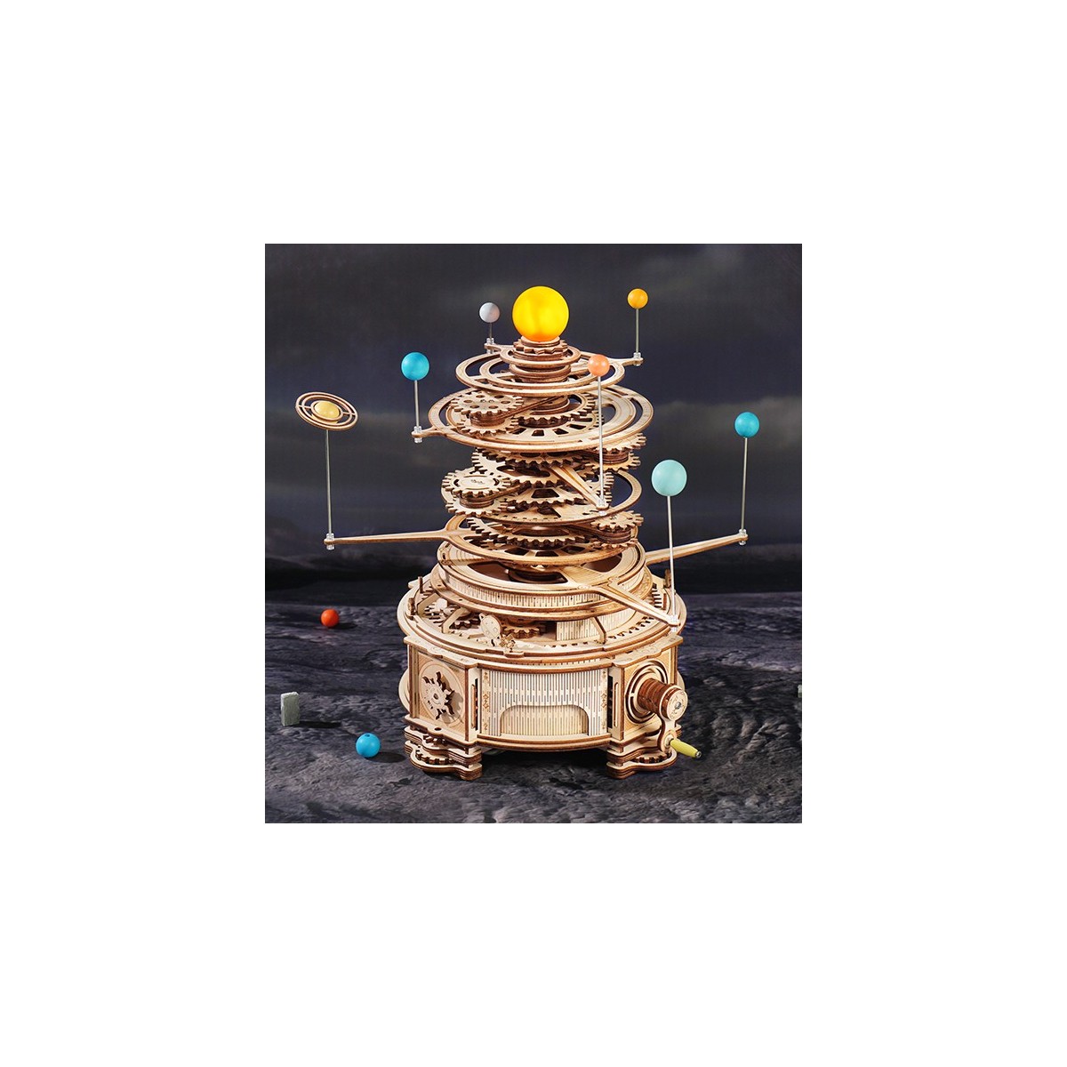 Maquette en bois Système Solaire animé lumineux
