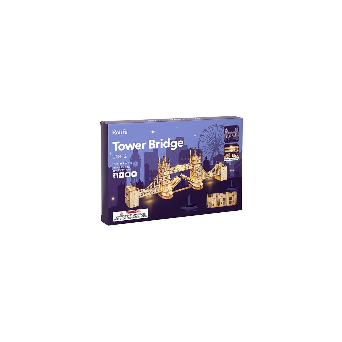 Maquette en bois lumineuse Tower Bridge