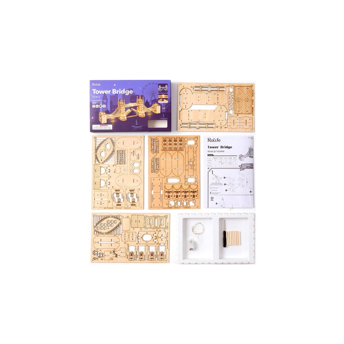 Maquette en bois lumineuse Tower Bridge