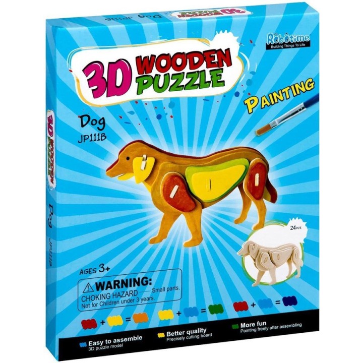 Maquette en bois Chien avec kit de peinture