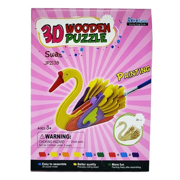 Maquette en bois Cygne avec kit de peinture