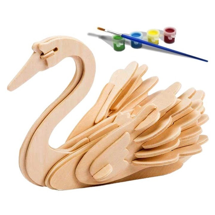 Maquette en bois Cygne avec kit de peinture