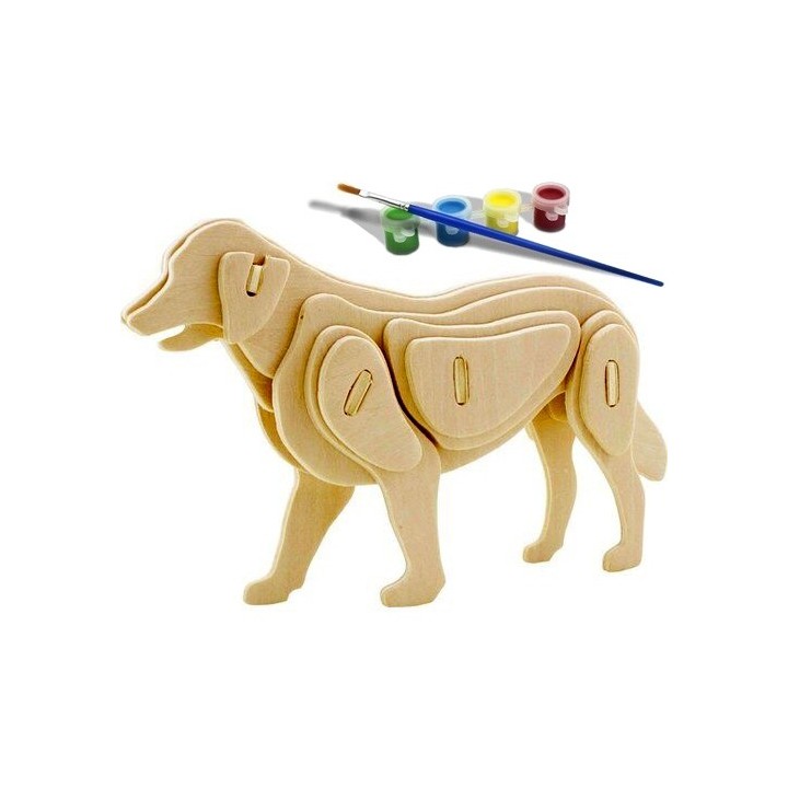 Maquette en bois Chien avec kit de peinture