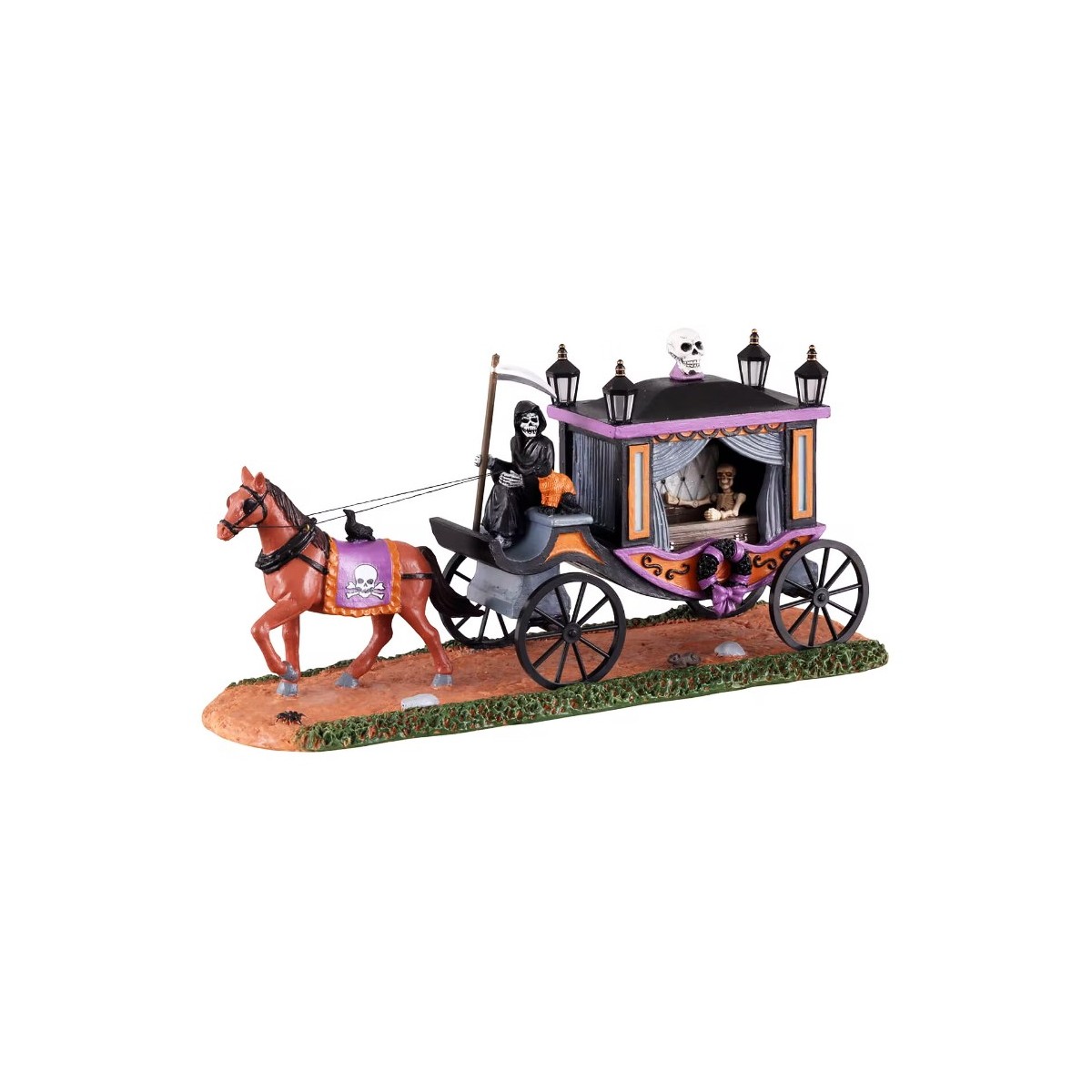 Calèche gothique squelette et faucheuse Lemax Halloween