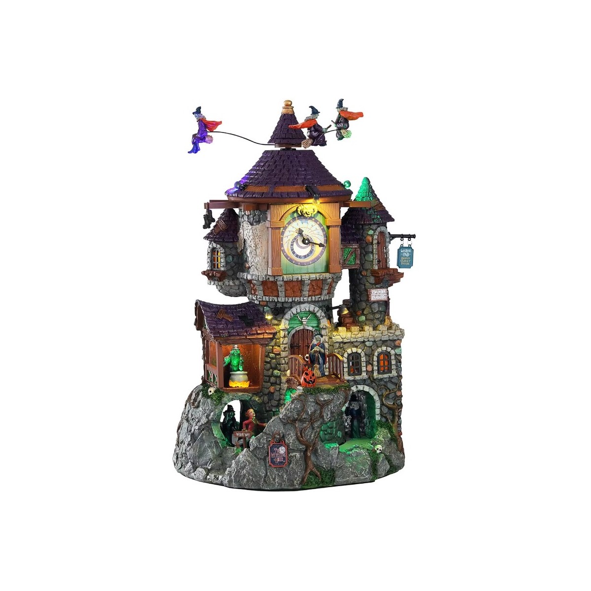 Horloge des sorcières lumineuse animée sonore Lemax Halloween